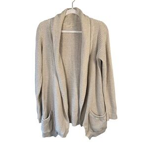 Monk & Lou Oatmeal Open-Front Cotton Knit Cardigan Size M Cozy Neutral